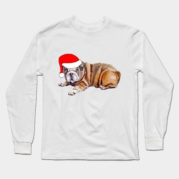 Christmas Bulldog Long Sleeve T-Shirt by Michelle Le Grand